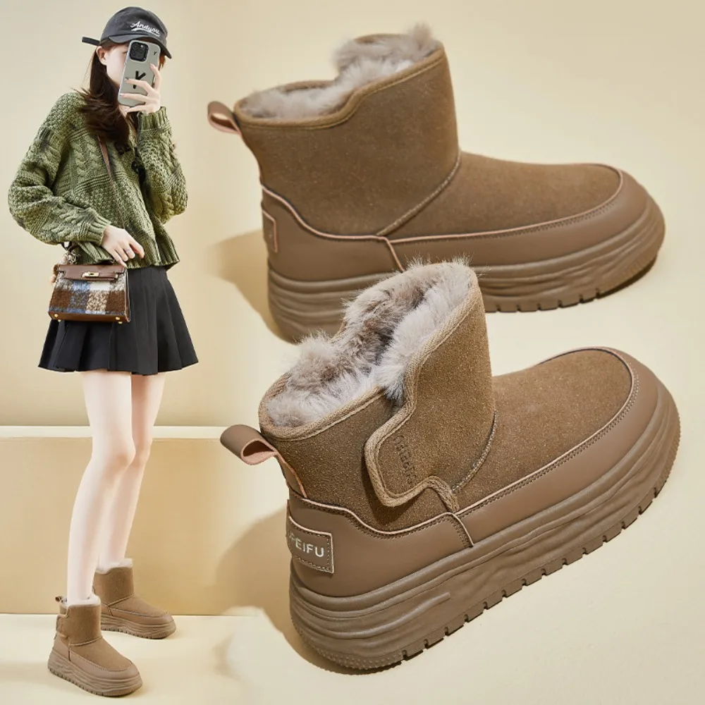

Velvet high top snow boots for women in winter 2025, new student ins Korean version, warm casual shoes, cotton shoes