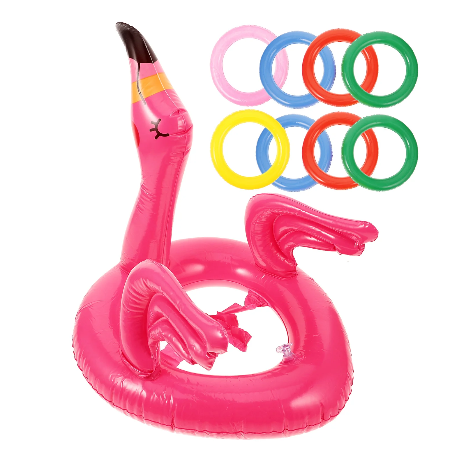 2 Sets Childrens Toys Ferrule Pool Game Beach Pink Flamingo Throwing Swimming Ring Toss Supply