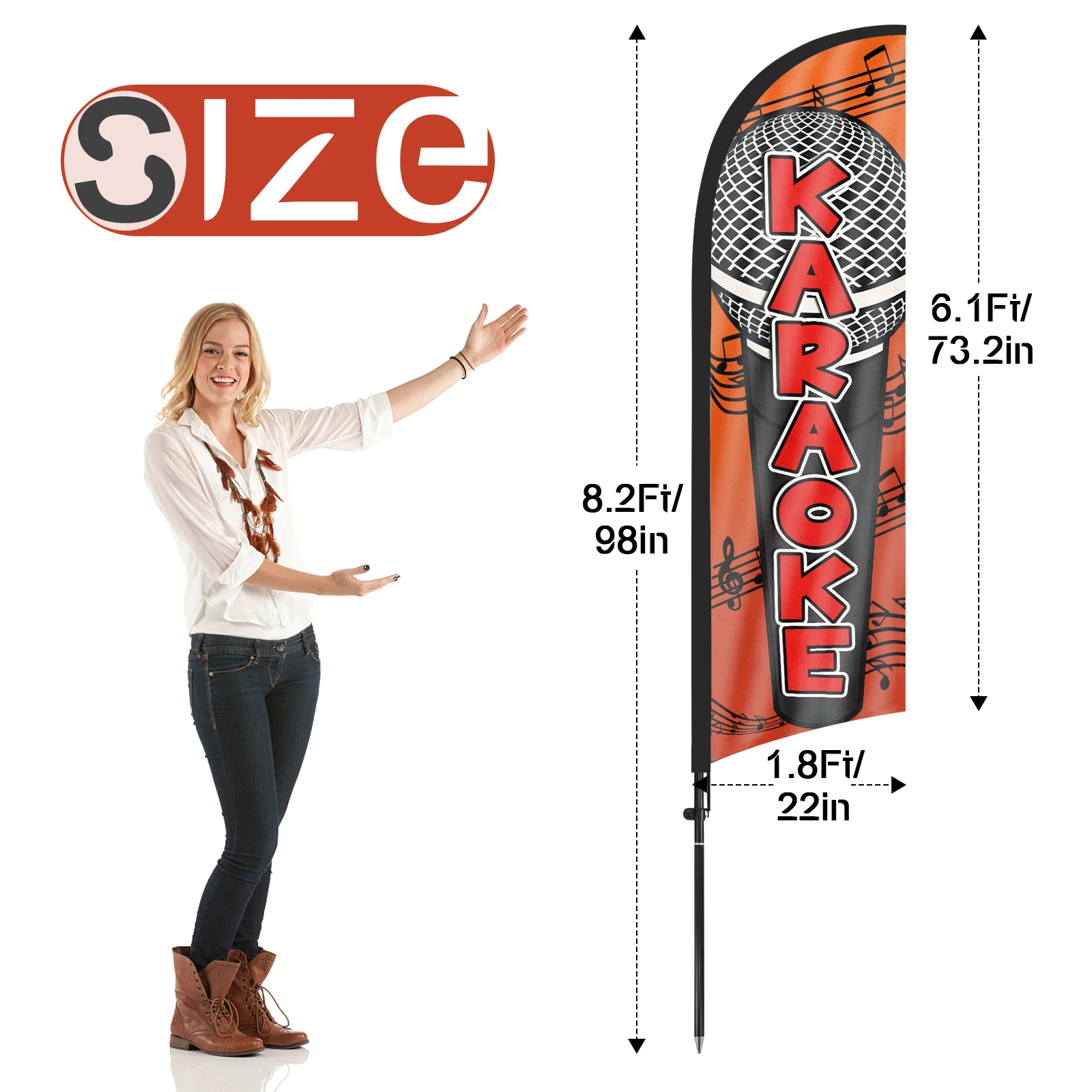 FSFLAG 1PCS 280CM The Karaoke Feather Flag with Flagpole Advertising Outdoor Banner Decoration for Businesse and Storefront