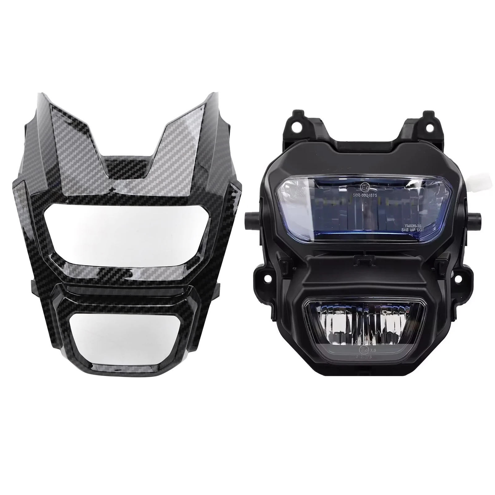 Motorcycle Headlight Cover + Head Light Assembly for Honda Grom 2017 2018 2019 2020, Black