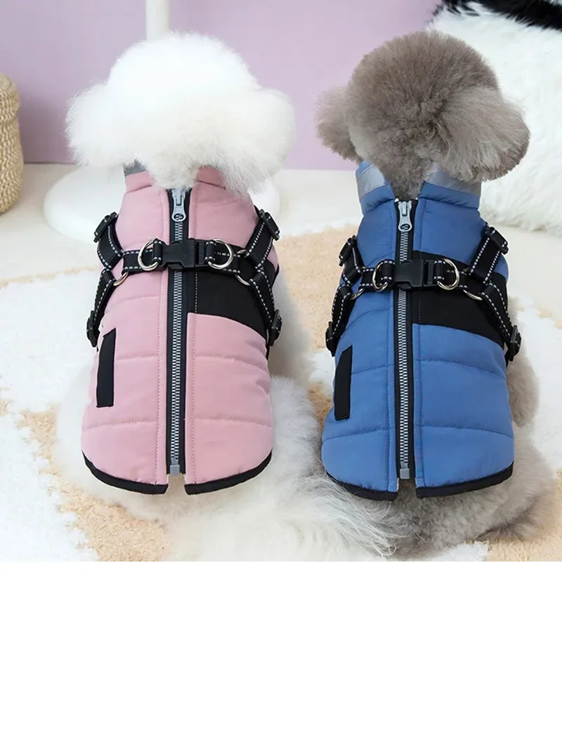 Winter Warm Pet Dog Coat Jacket with D-Ring Reflective Dog Clothes for Small Medium Dogs Puppy Clothes Pet Supplies