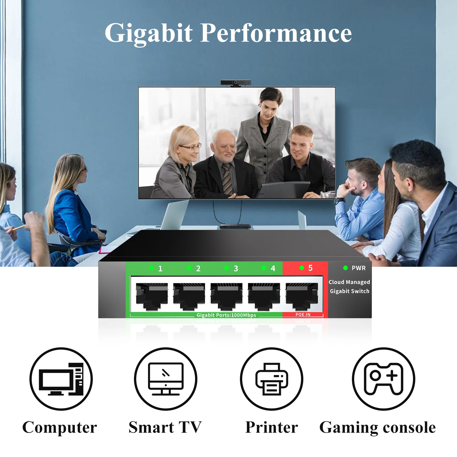 Conmutador Gigabit Ethernet gestionado por la nube, conmutador de red de 4 puertos, 48V, POE-IN, extensor de red, Desktop1000Mbps, SFP, APP