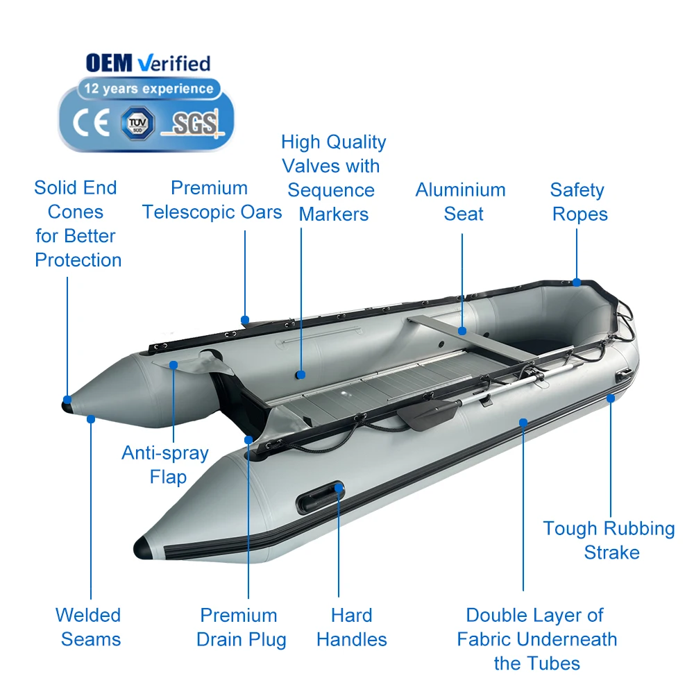 4.5M Outdoor Rescue Boat Aluminium Inflatable Rubber Boat Inflatable Boat For Water Sports