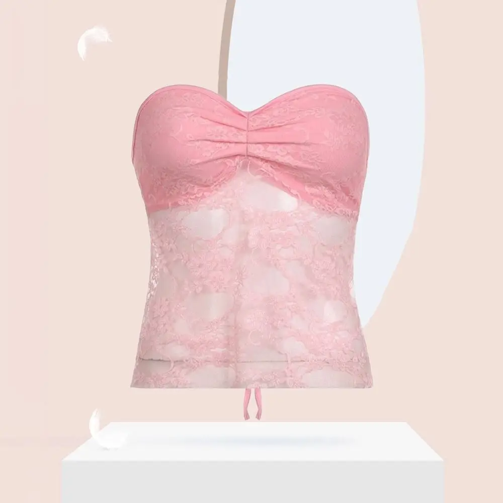

Fashion Slim Fit Lace Bra Camisole Streetwear Sweet Strapless Vest Tops Transparent Bralette Crop Tops Club