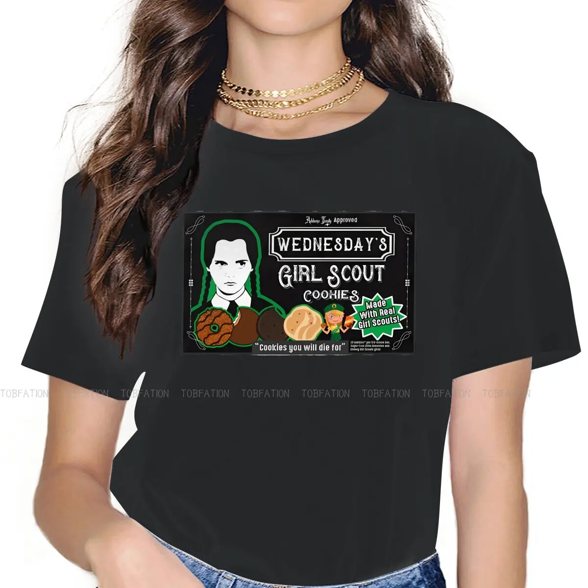 Girl Scout Cookies Women Clothing Wednesday Graphic Print Female Tshirts Vintage Graphic Loose Tops Tee Kawaii Girls Streetwear