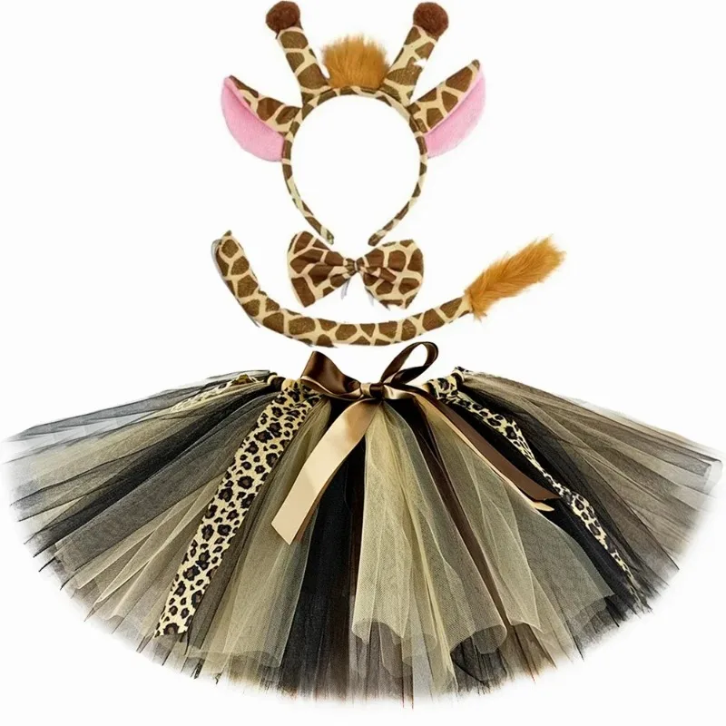 Cartoon-themed tulle tutu performance clothes for young girls, cute kids' tulle sets, clothing for Halloween parties and events