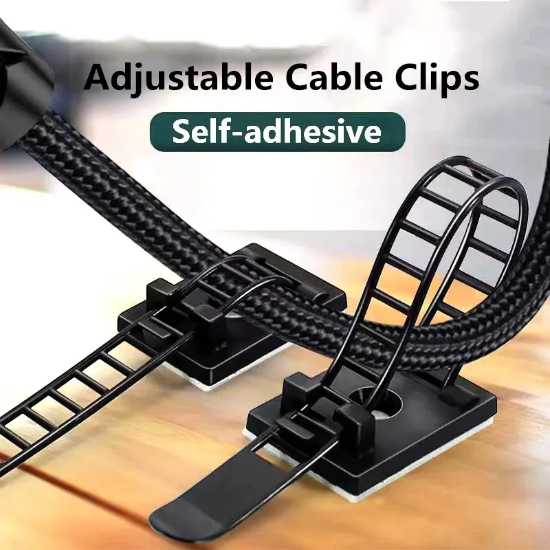 5/10/20/50/100/200pcs Adjustable Cable Organizer Wire Winder Clip Earphone Holder Self Adhesive Mouse Keyboard Cord Management20