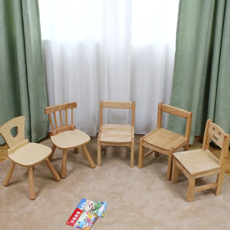 Kindergarten Children's Chair Learning Writing Stool Solid Wood Student Early Education Nursery Baby Back Chair Small Chair