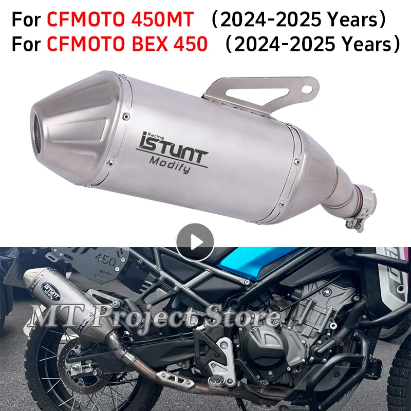 

Slip On For CFMOTO 450MT 450 MT IBEX450 IBX 450 2024 2025 Motorcycle Exhaust Escape System Middle Link Pipe Muffler DB Killer