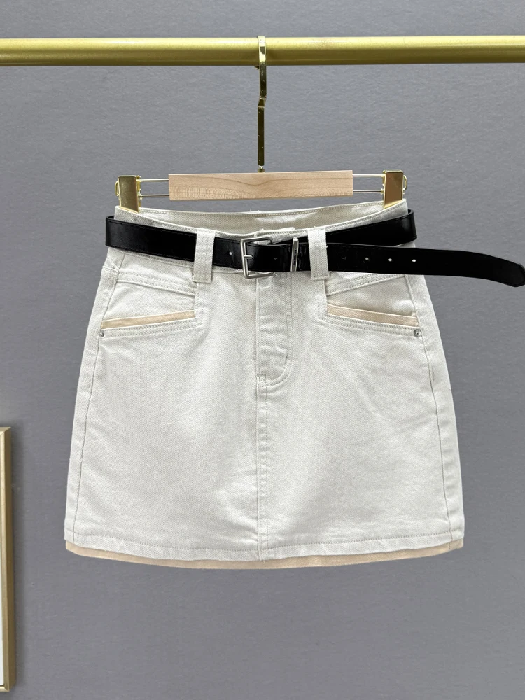 

High Waist Slimming A-Line Skirt Women's Trendy Summer New Denim f-length Anti-exposure Bodycon ort Skirt