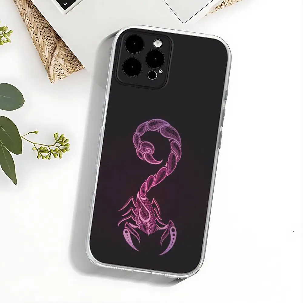 Coole Insekt Scorpion Handyhülle für iPhone 17,16,15,14,13,12,11 Pro,Max,Plus,X,XS,XR,SE4,E Mini Transparente Softcover