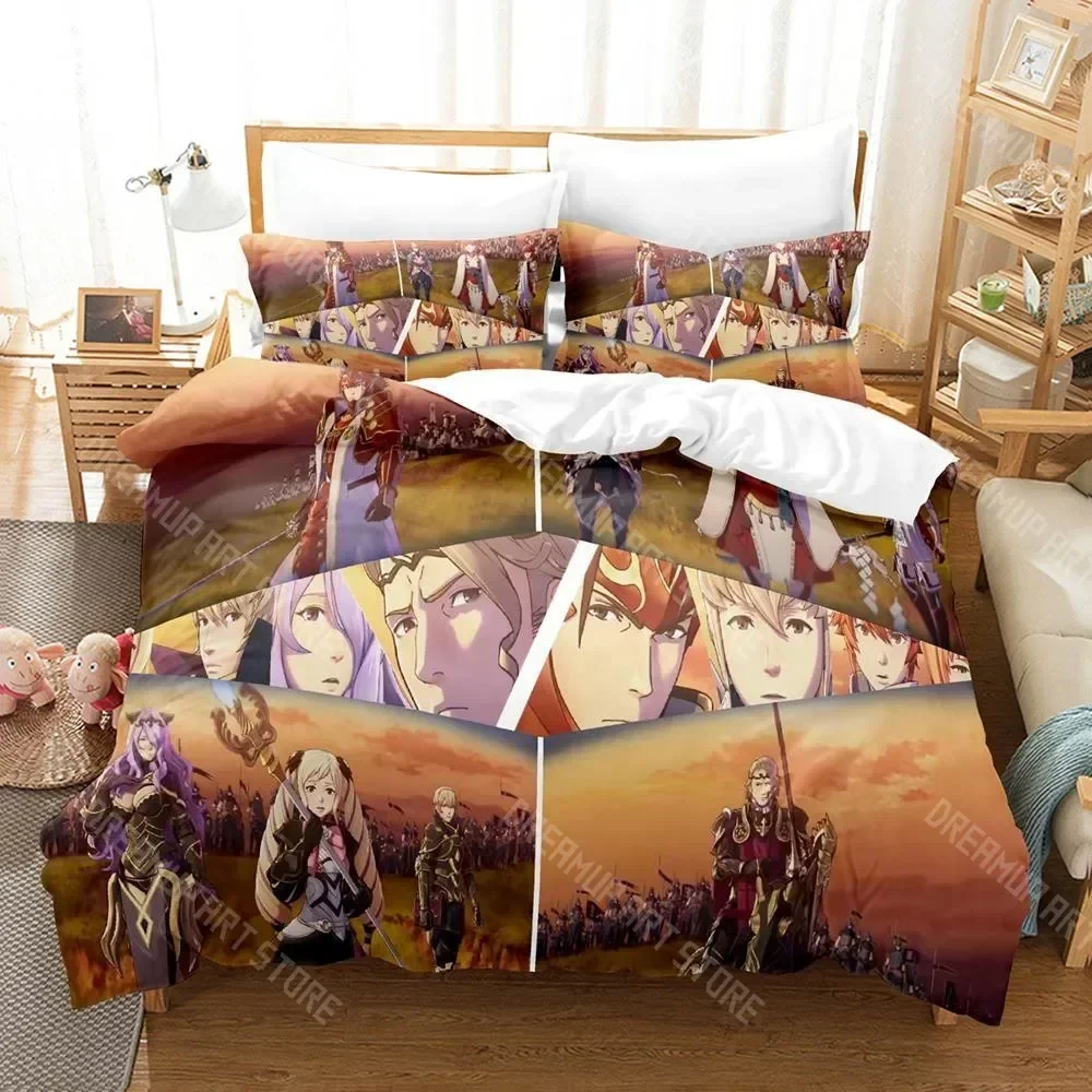 Juego de cama Engage con emblema de fuego con estampado 3D, juego de tres piezas de dibujos animados de Anime, juegos de funda nórdica para dormitorio de niños y adultos