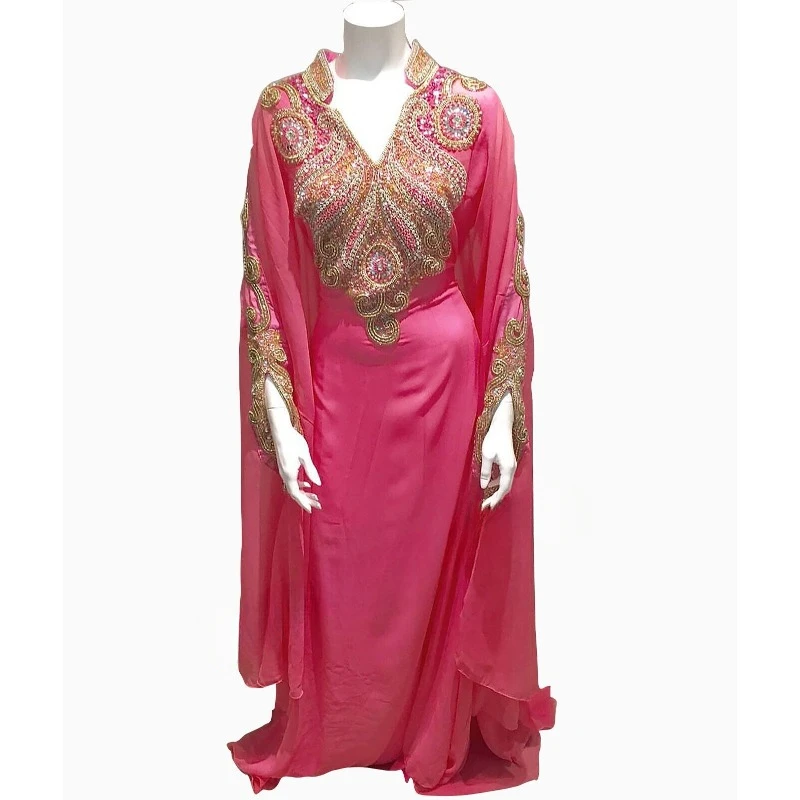 

Pink Africa Morocco Dubai Long Shirt Farasha Abaya Long Dress Women's Dress