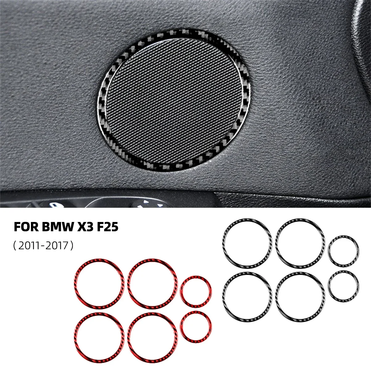 

Carbon Fiber Door Audio Speaker Trim Cover Loudspeaker Ring Car Sticker For BMW X3 F25 F26 Interior Modify Car Accessories Auto