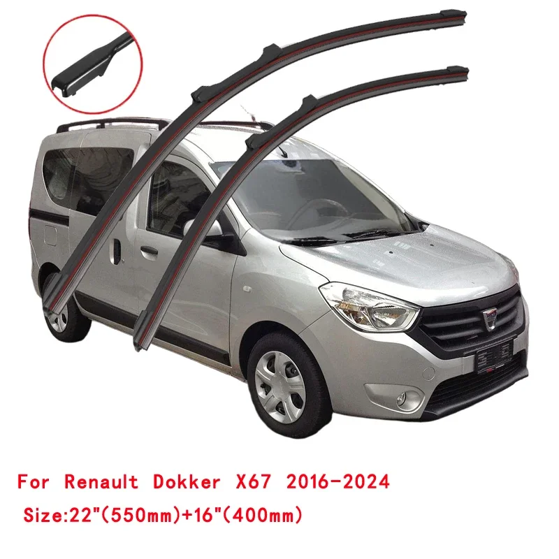 For Dacia Renault Dokker Express Pick Up 2012 2013 2014 2015 2016 2017 2018 2019 2020 2022 Double Rubber Car Windshield Wipers