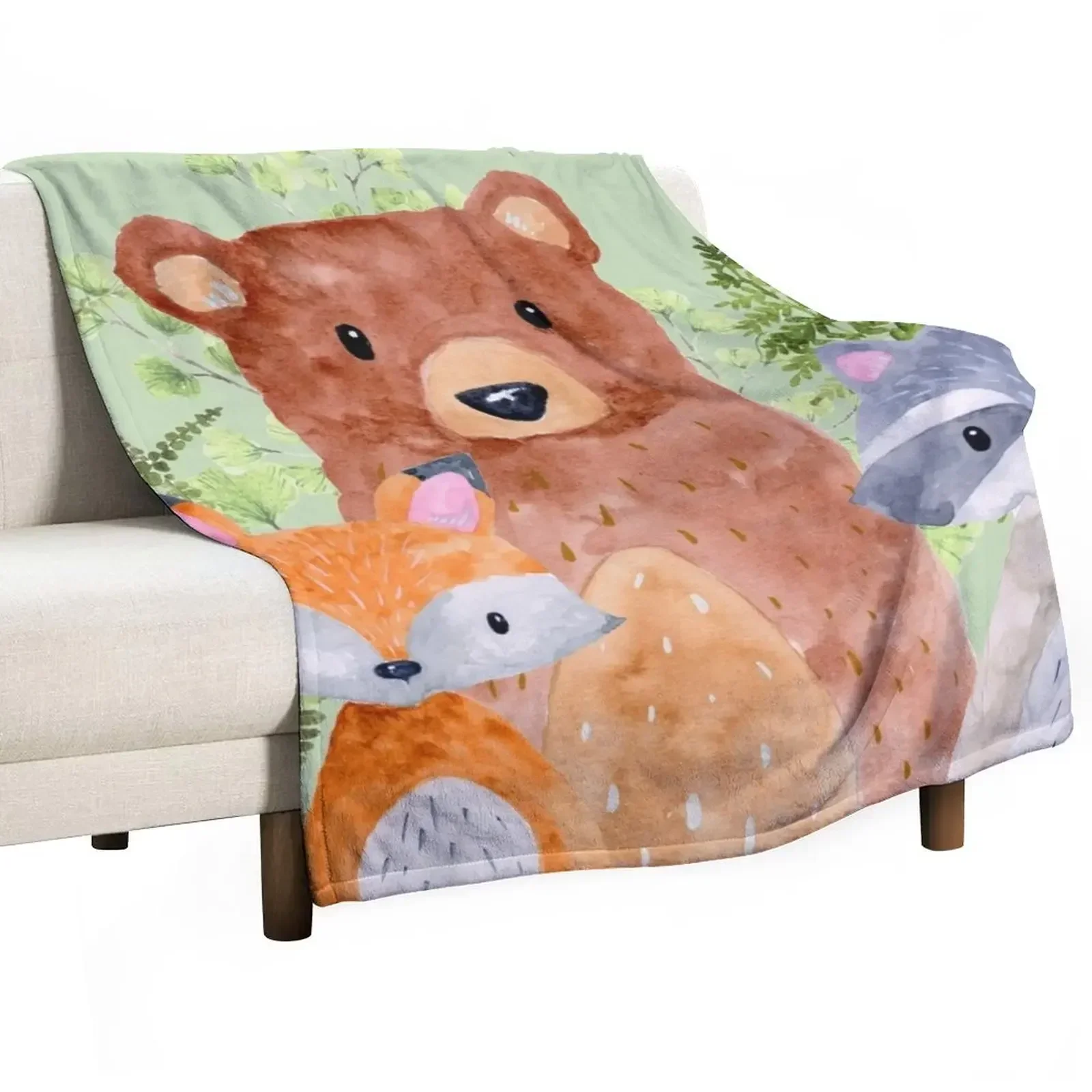 Woodland and Fern mix Throw Blanket Blankets For Baby For Baby Summer Vintage Comforter Plush Blankets