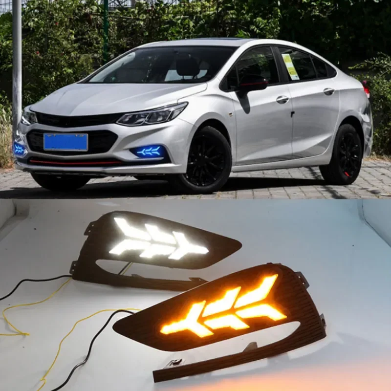 2Pcs DRL For Chevrolet Cruze 2016 2017 2018 Daytime Running Lights fog lamp cover headlight 12V Daylight signal for Chevy