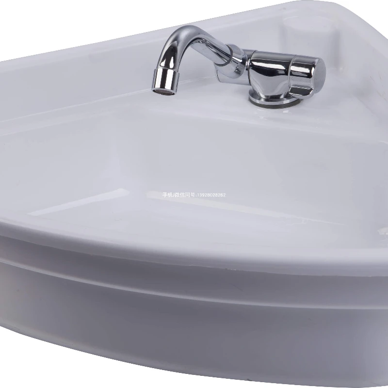 

White acrylic large triangular wash basin, RV yacht