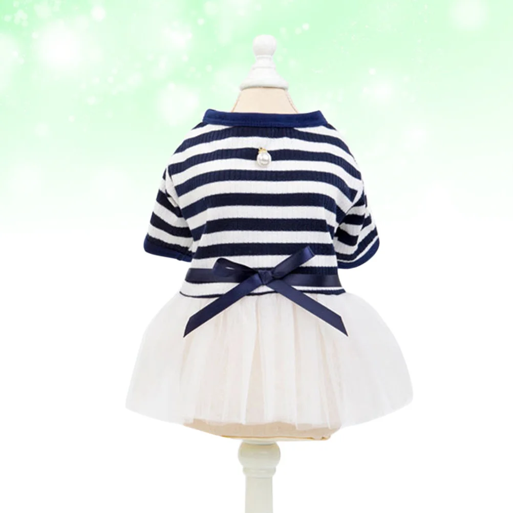 

Pet Skirt Cotton Stripe Gauzy Design Navy Blue S Size For Puppy Dog Walking Outdoor Activities Pet Supplies Dog Cloth
