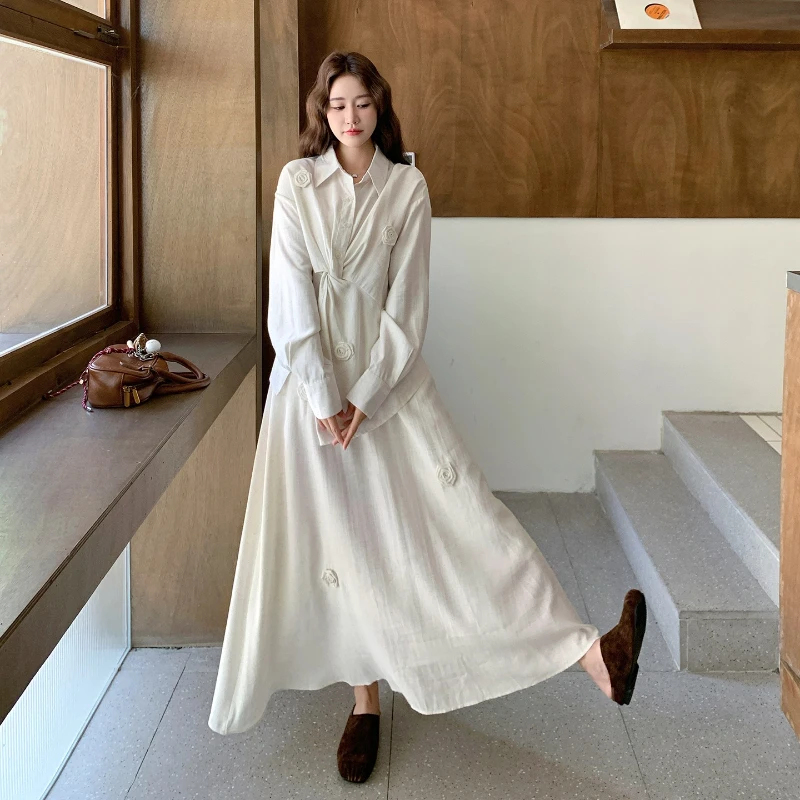 النمط الفرنسي الأنيق قطعتين مجموعة المرأة خريف 2025 جديد ثلاثي الأبعاد زهرة تصميم تحسس أعلى + الرجعية نصف تنورة