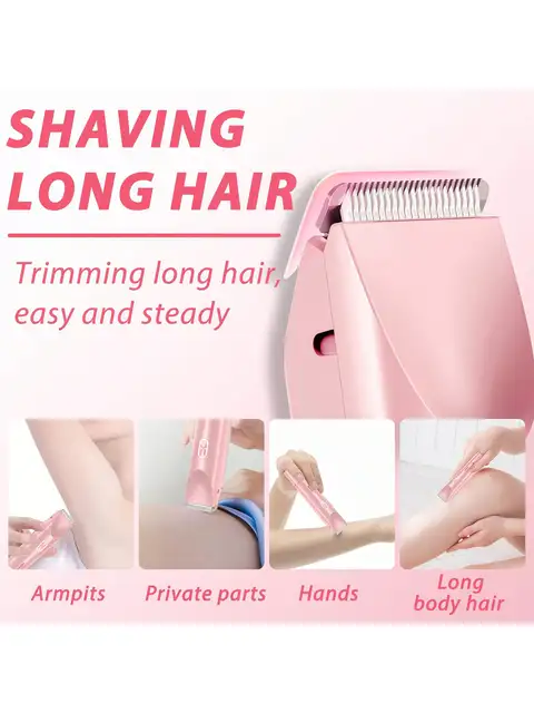Women's Bikini Trimmer, Women's Electric Shaver, Replaceable Heads, Facial and Intimate Hair Trimmer, USB Rechargeable, with Base, Travel Cordless Body Shaver, Suitable for Face/Legs/Underarms, Women's Gift 4 Women's Bikini Trimmer, Women's Electric Shaver, Replaceable Heads, Facial and Intimate Hair Trimmer, USB Rechargeable, with Base, Travel Cordless Body Shaver, Suitable for Face/Legs/Underarms, Women's Gift 4
