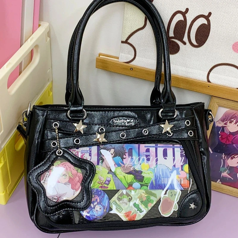 

Прозрачная сумка-ита для фанатов аниме, милая сумка через плечо в стиле JK с прозрачным окном для демонстрации значков, универсальная женская сумка на плечо
