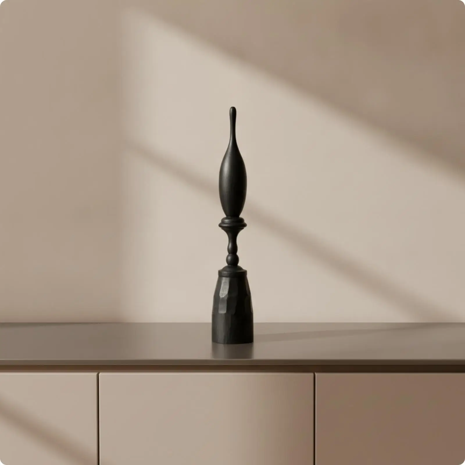 Matte Finish Abstract Mango Wood Statue Home Decor Sculpture Minimalist Decoration for Shelf and Console