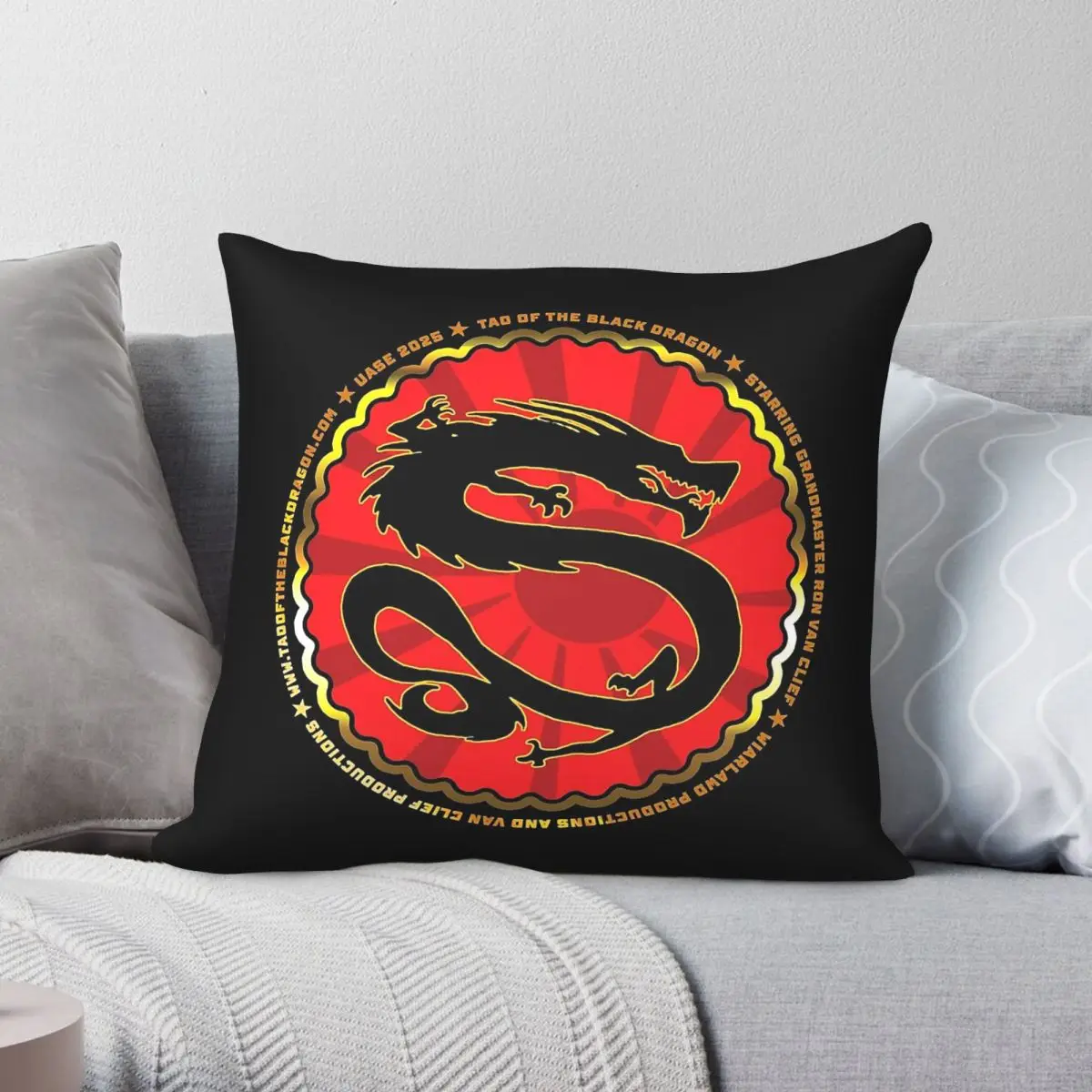 Tao Of The BLack Dragon Square Pillowcase Polyester Linen Velvet Pattern Zip Decor Pillow Case Sofa Cushion Cover 45x45