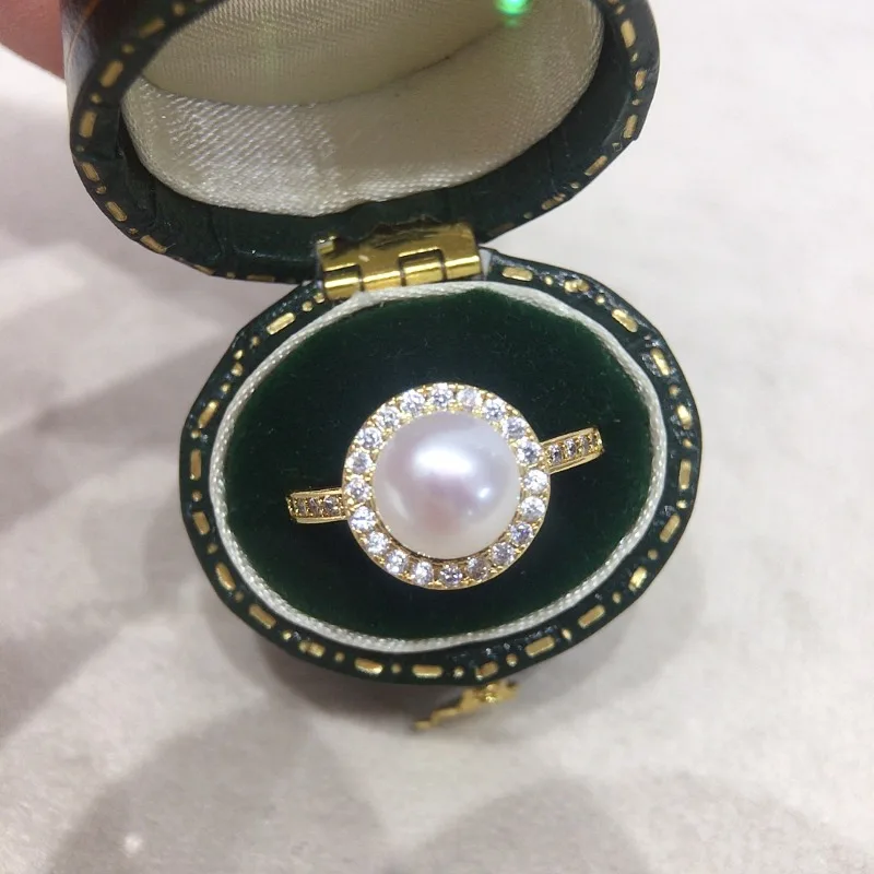 Natural Pearl Ring 8-9mm Opening Simple Circular Pearl Ring Jewelry Wholesale