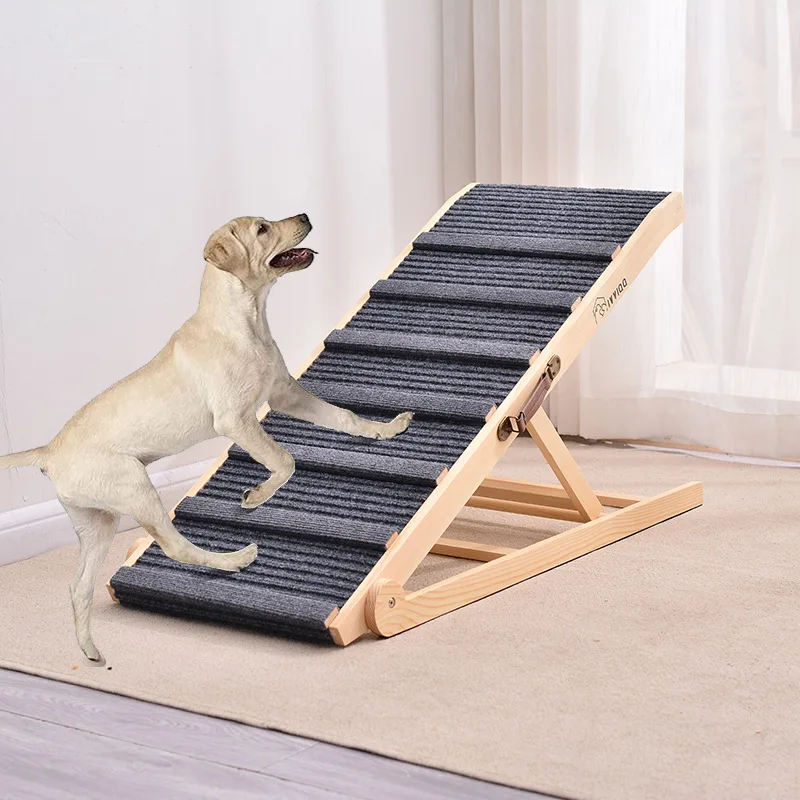 Pet ramp ladder adjustable height indoor pet wooden dog anti-slip slope ladder