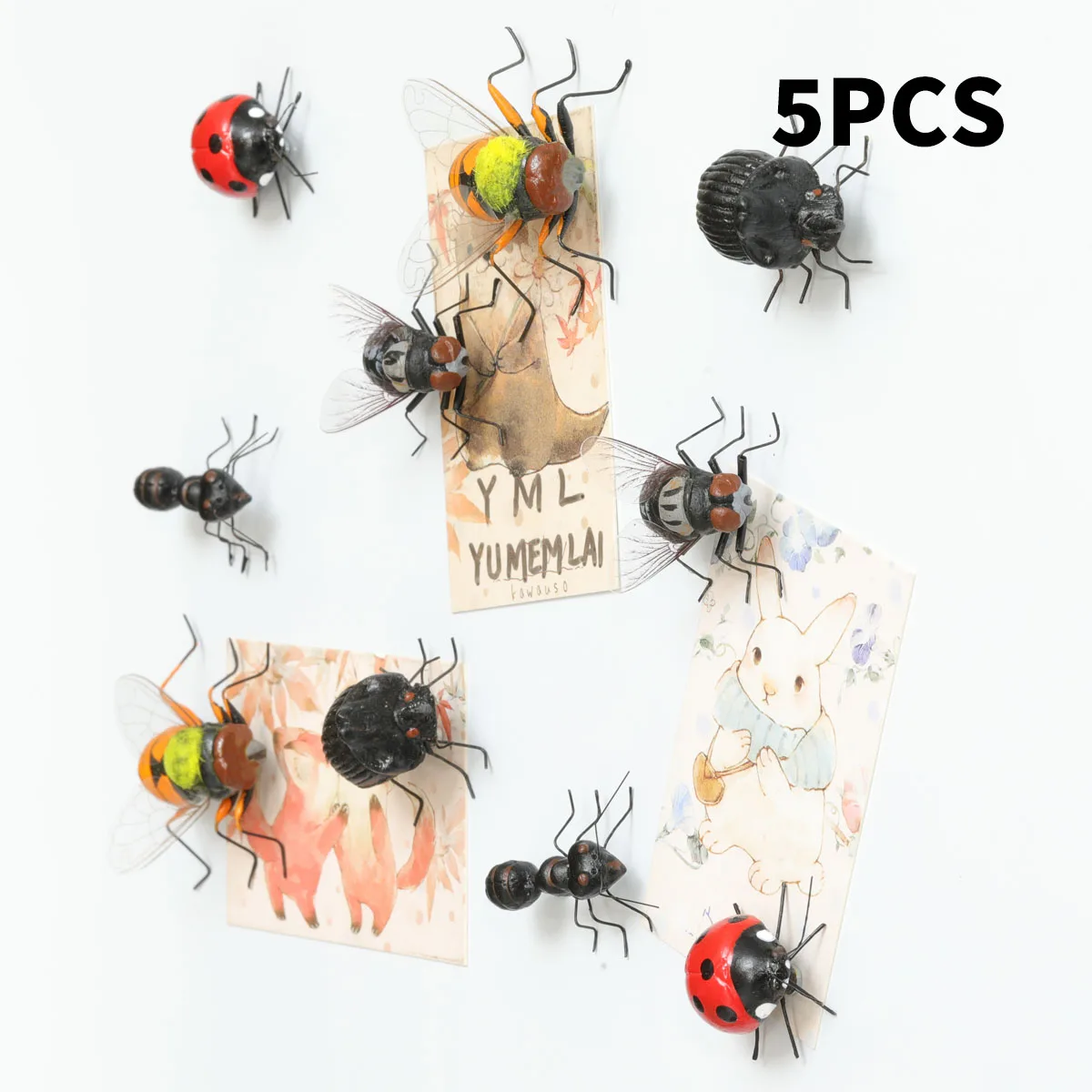 5 Pieces/Set Refrigerator Magnets, Magnets, 3D Stereo Refrigerator Magnets, Refrigerator Magnet Set, Realistic Insects, Bees, Ants, Flies, Beetles, Gifts, Garden Decoration