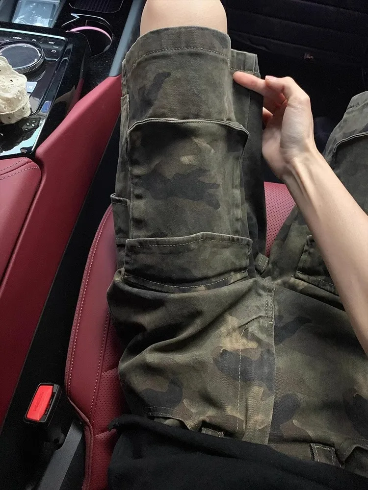

Камуфляжные джинсовые брюки унисекс, летние, тонкие, в американском стиле, свободные, рабочие, джинсовые брюки-капри, молодежные, модные, износостойкие