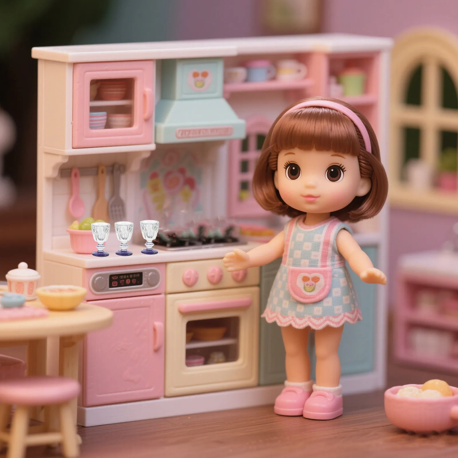 

15Pcs Miniature Wine Cups Blue Bottom Detailed Craft for Dollhouse Decoration Kids Pretend Play Kitchen Miniature