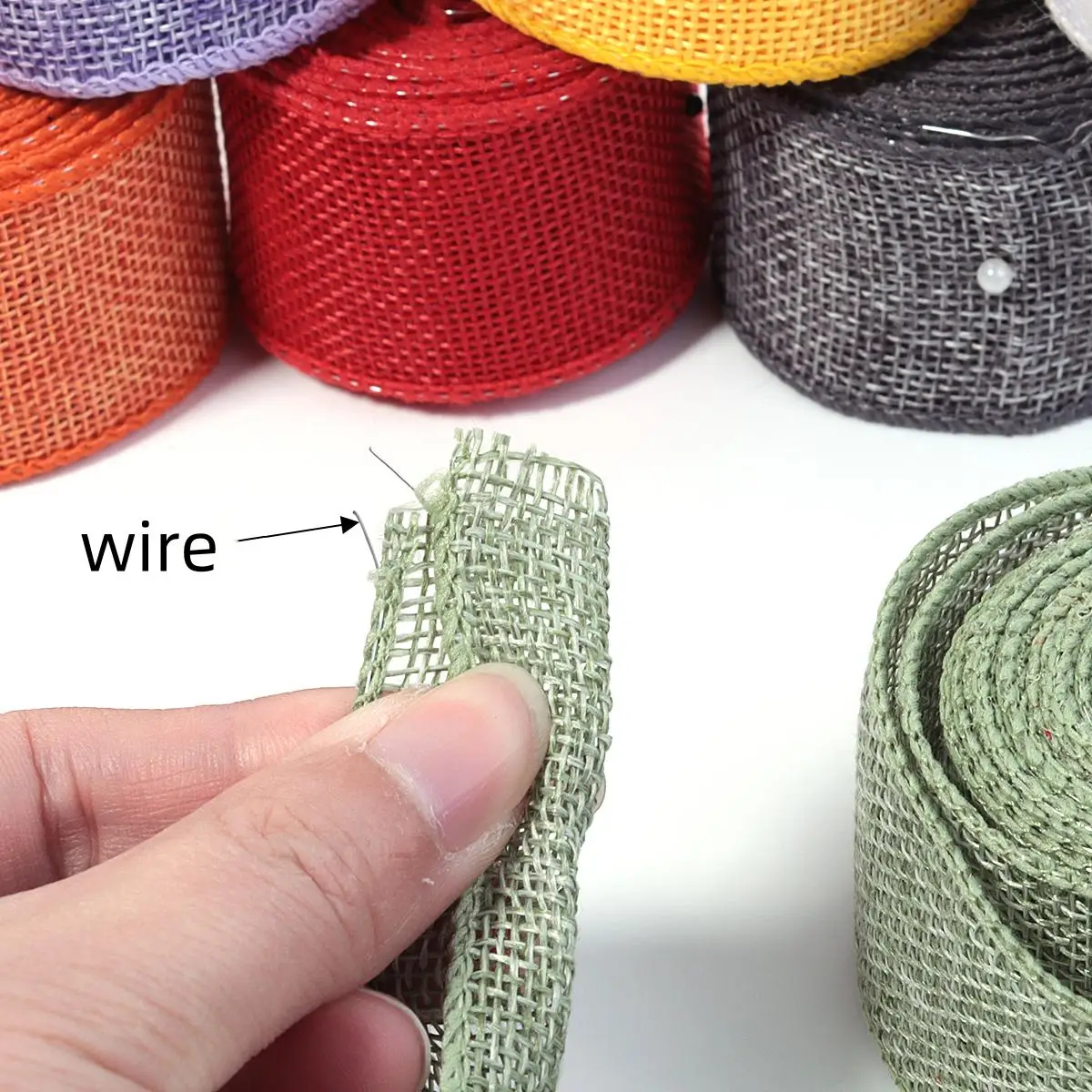 5Yards/Roll Burlap Wired Ribbon Rolls, Wrapping Burlap Ribbon for DIY Christmas Crafts Decoration Wedding(40mm Width)