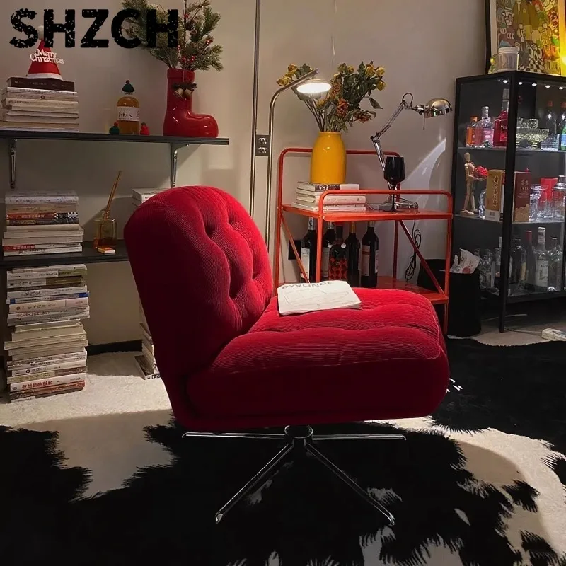 Bauhaus Roter Loungesessel Drehbarer Höhenverstellbarer Sofasitz für Wohnzimmer Moderne Freizeitstühle Kompakter Einzelsessel für Kleine Räume