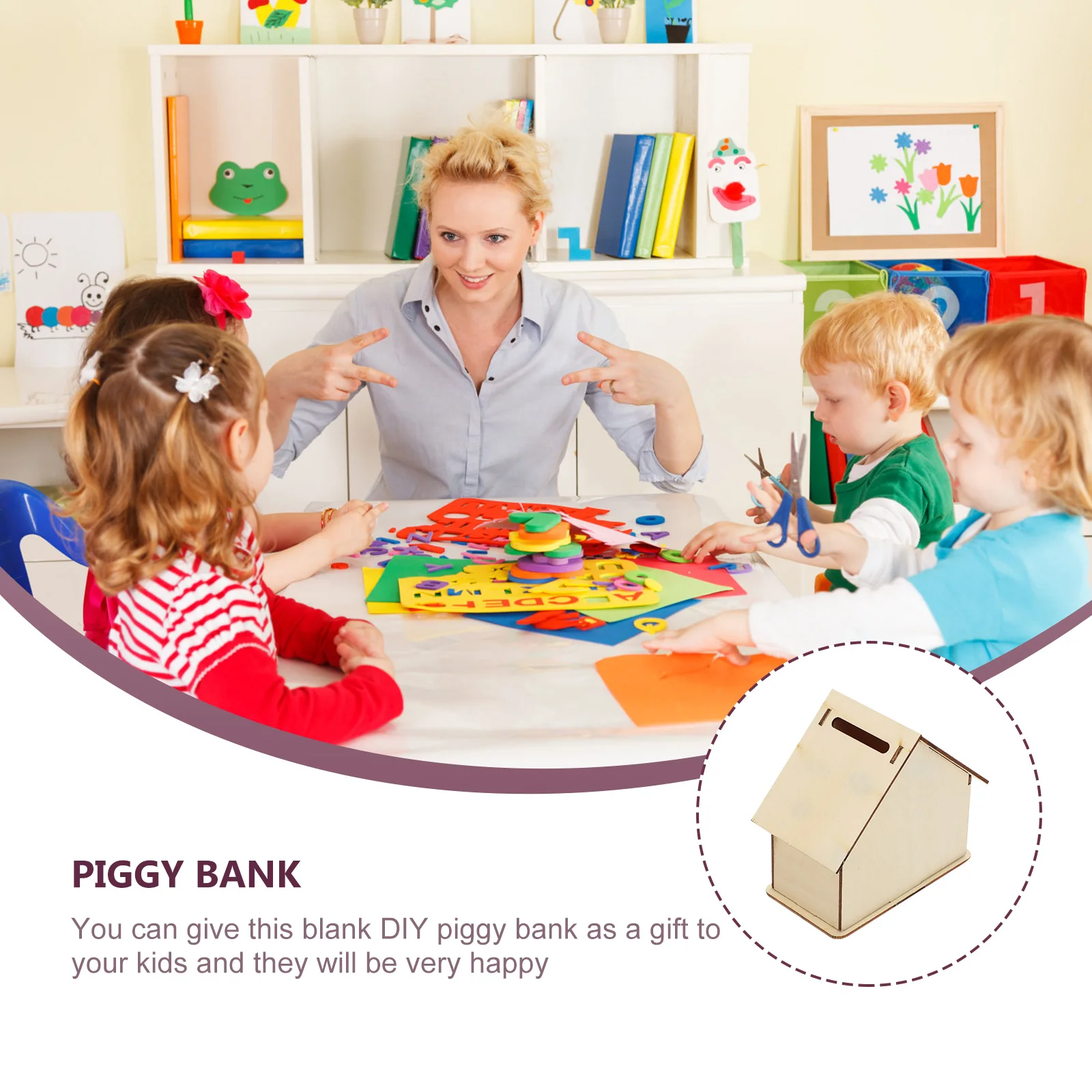 

3Pcs DIY Wooden Money Box Shape Saving Pot Painting Unfinished Coin Saving Pot Desktop Decor Painting DIY Tool