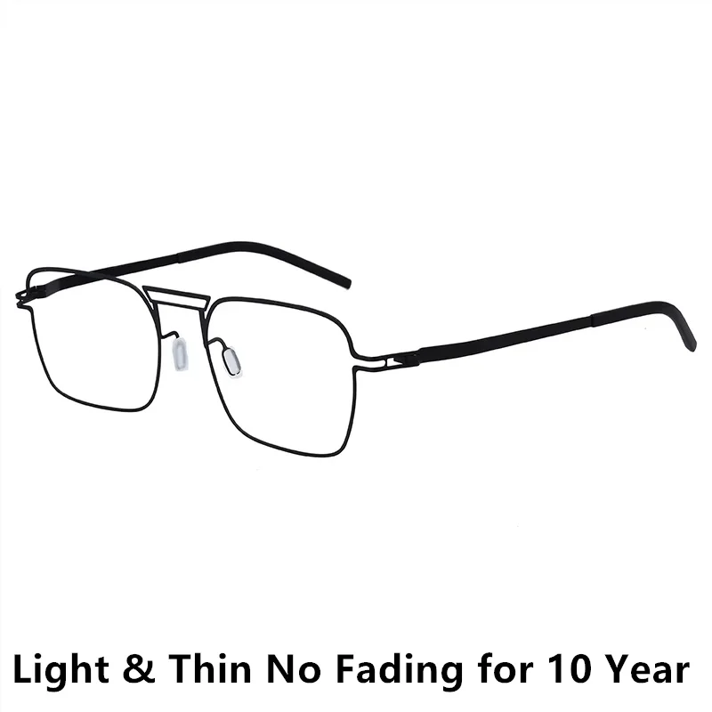 Creative Square Glasses Frame Handmade No Screw Ultra Light Thin Rim Men Women Eyeglasses Eyewear German Brand Design Spectacle