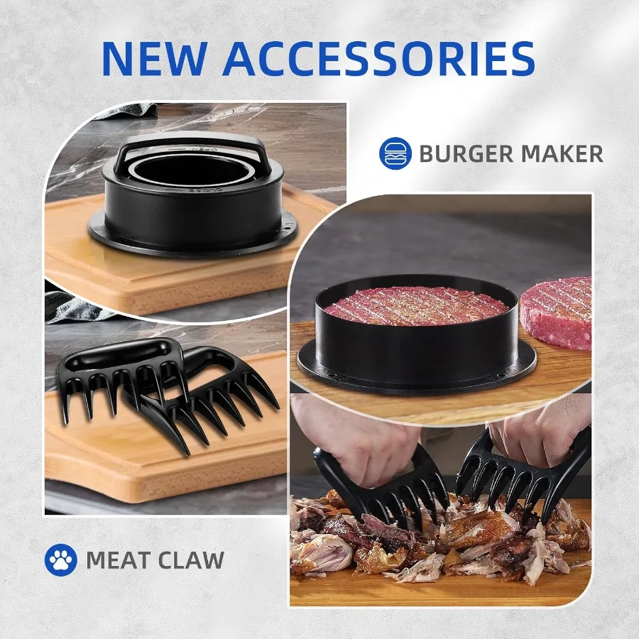 Электрическая мясорубка, мясорубка из нержавеющей стали 3000 Max с 2 лезвиями, 3 мясорубки, толкатель для еды, когти для мяса, колбаса