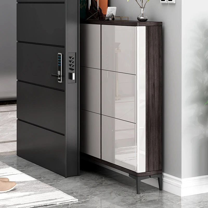 17Cm light luxury ultra-thin shoe cabinet tipping bucket seat integrated household door small apartment can sit large-capacity e