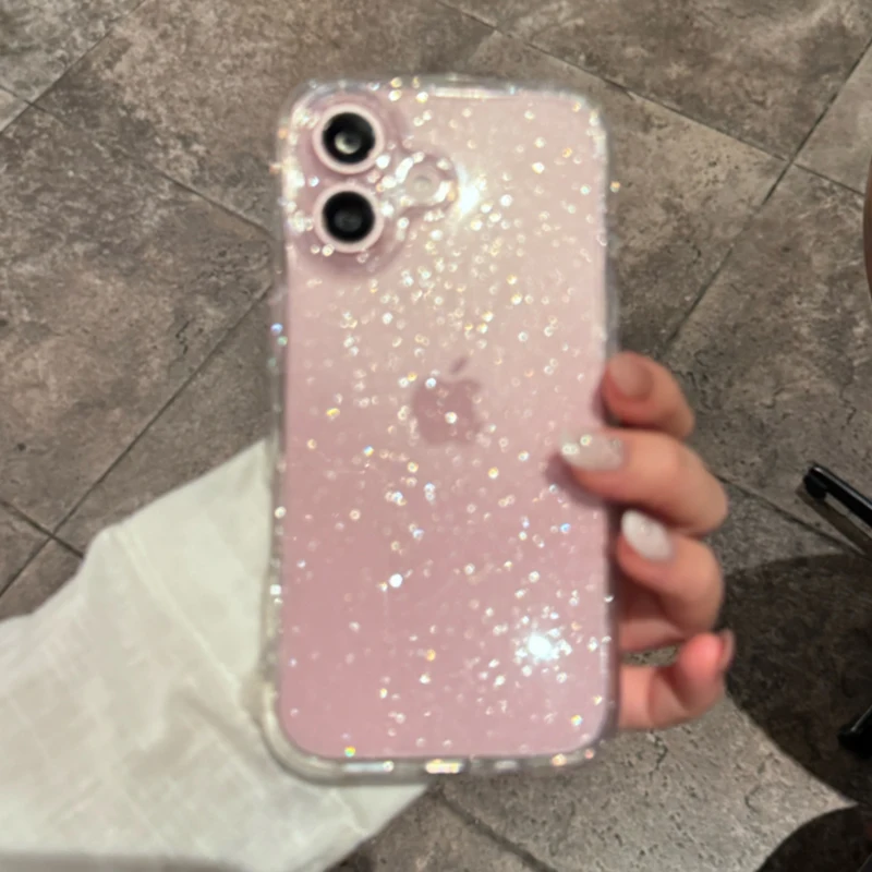 Luxury Glitter Transparent Bling Case For iPhone 11 12 13 14 15 16 Pro Max X XR XS 7 8 Plus Shockproof Soft Bumper Cover