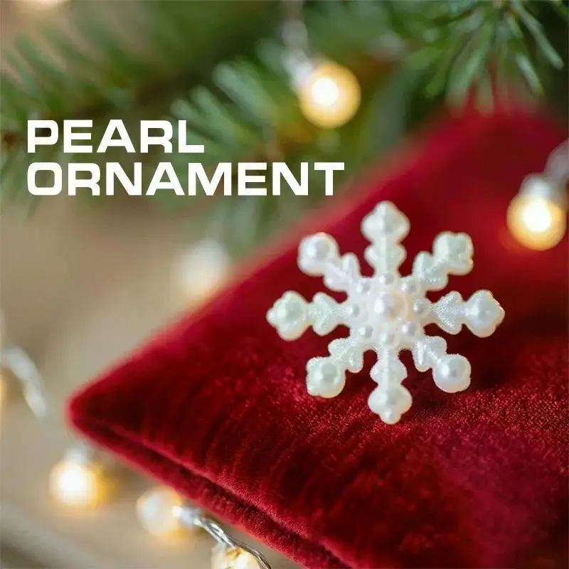 100Pcs 14.5MM Christmas Decor White Pearl Resin Snowflakes for DIY Phone Case Card Making Craft Ornaments