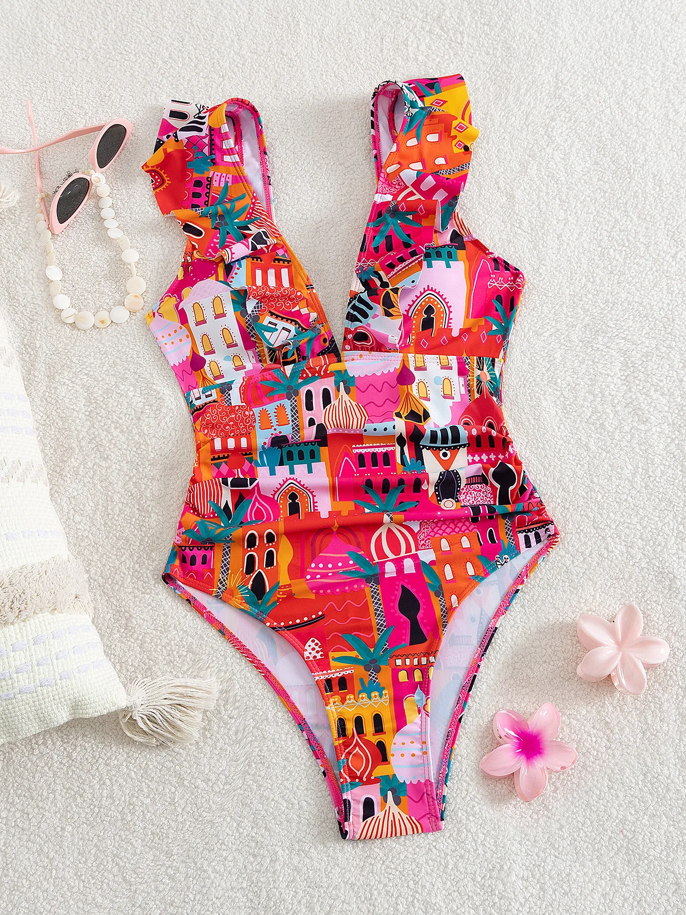 2025 Sexy Einteiliger Badeanzug Push Up Bademode Frauen Rüschen Monokini Verstellbare Schulter Badeanzug Bodysuit Badeanzug Badebekleidung