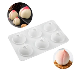 6 Hole Peach Shape Silicone Mousse Cake Mold For Baking Fruit Dessert Mousse Decorating Cake Chocolate Bakeware Mould