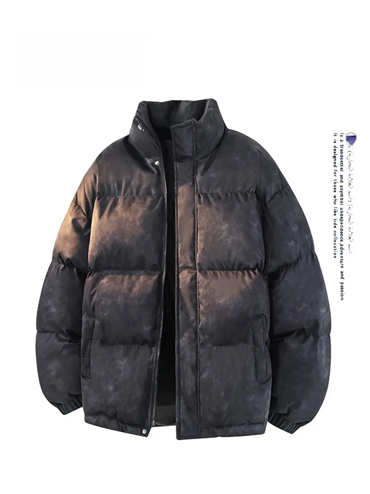 

Кожаное хлопковое пальто в стиле ретро с принтом тай-дай, мужское зимнее теплое пальто с хлебом, молодежное пальто из полиэфирного волокна, застежка-молния