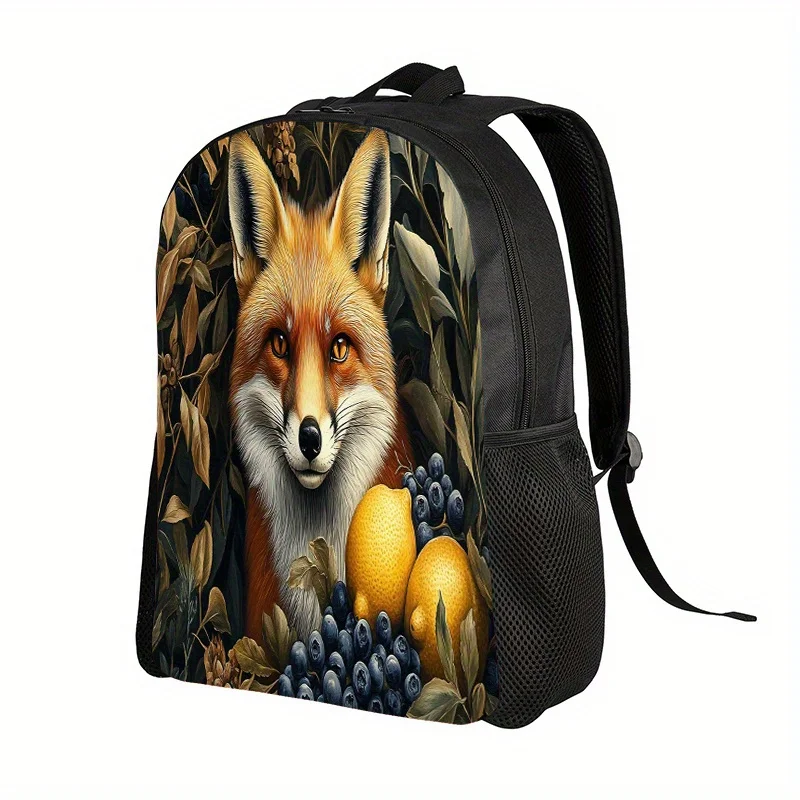 

Teen Men's and Women's Backpacks, Fox and Forest Print - Lightweight Foldable School Bag, Adjustable Strap ackpack