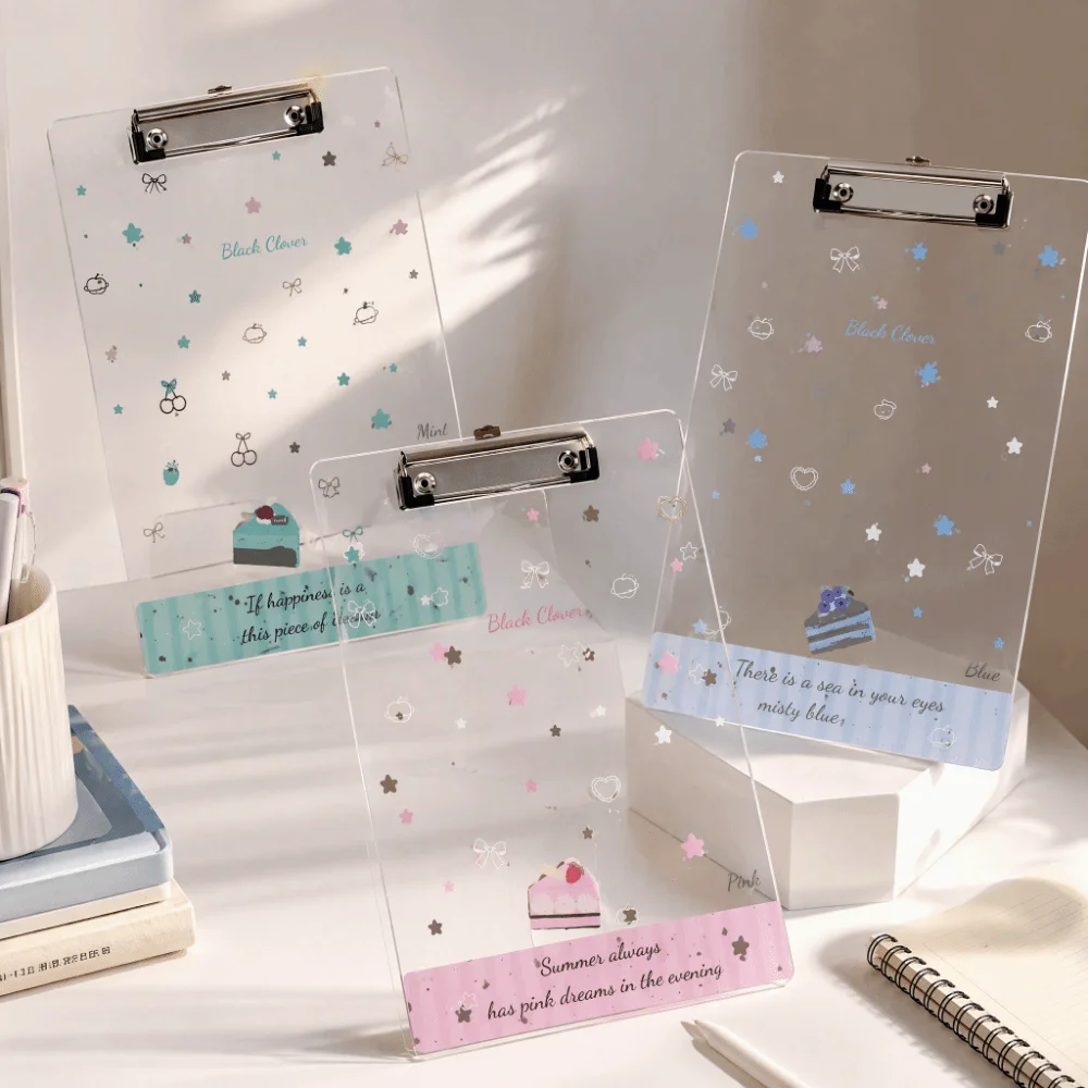 Durable Acrylic Clipboard Cake Star Pattern Clear File Folder A4/A5/A6 Exam Writing Board Students
