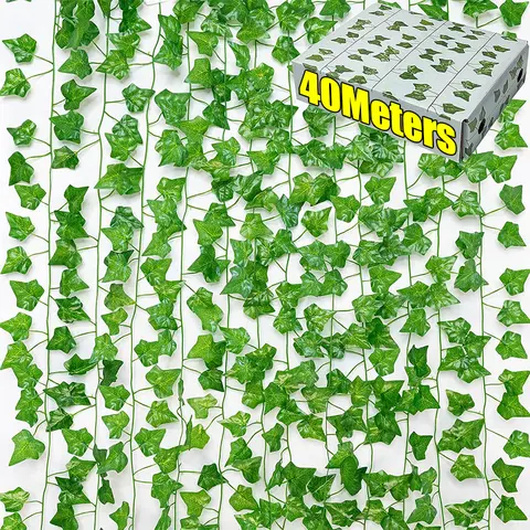 인공 녹색 아이비 잎 등나무 기는 잎 포도 나무 매달려 갈 랜드 DIY 가짜 꽃 식물 정원 웨딩 파티 홈 장식
