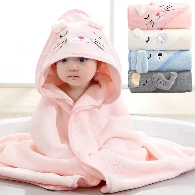 Cartoon Animal Baby Hooded Bath Towels Newborn Soft Towel Blanket Toddler Bathrobe Warm Sleeping Swaddle Wrap for Boys Girls