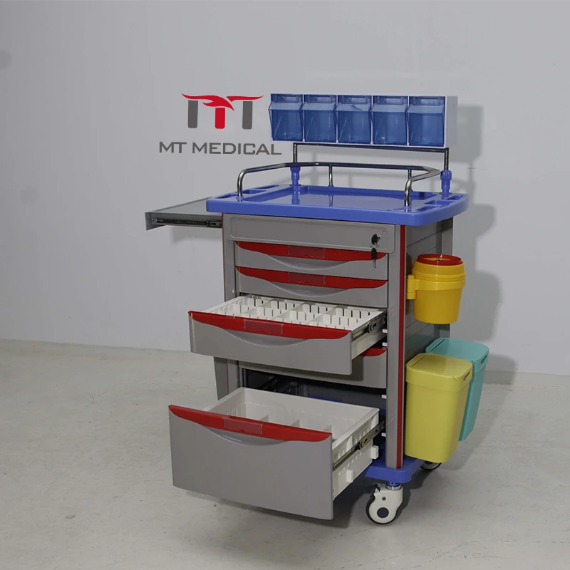 Hospital Furniture Medical  & Emergency Trolley Plastic Surface Mobile Medical Cart Cost‑Effective For Clinical Use