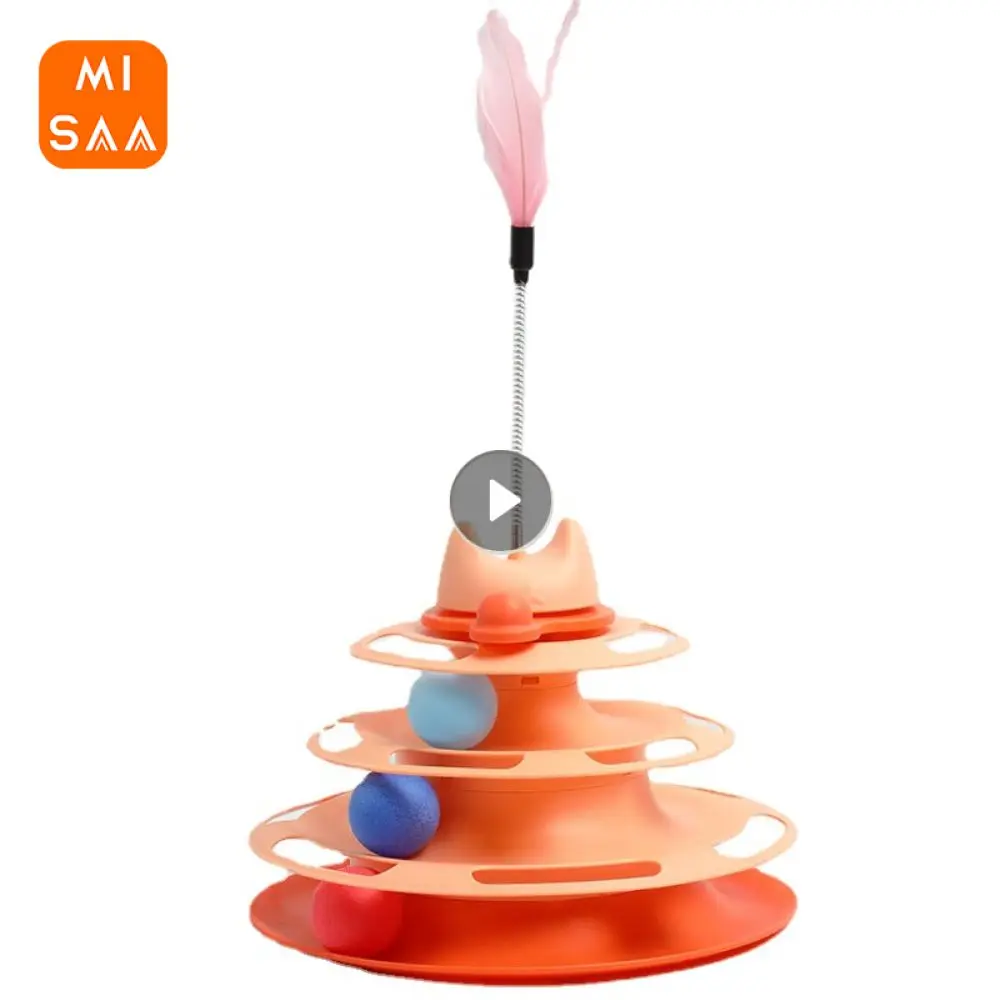 Cat Amusement Plate Training Interactive Amusing Cat Toy Cat Stick 4-layer Rotatable Swivel Ball Toy